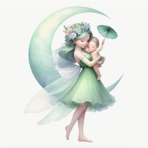 Enchanting Mother Fairy with Child Pendant Ornament (Baby Shower Gift)